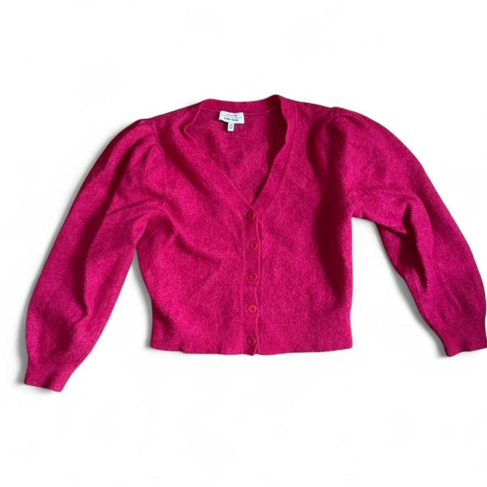 & Other Stories Fuchsia Pink Cropped Cardigan Sweater Wool Blend Medium